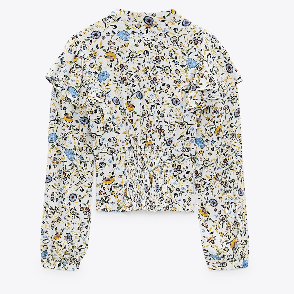 ZARA Tied Print Blouse M - Picture 2 of 3
